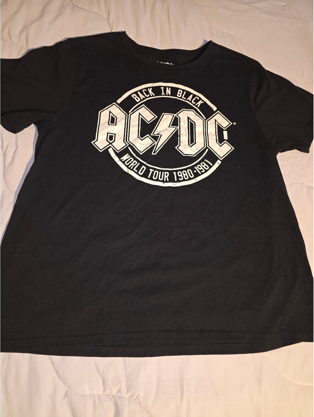 AC/DC Men’s Medium T-Shirt Back In Black World Tour 1980-1981 Graphic Tee Sz XL